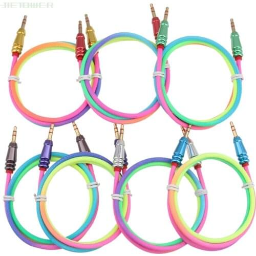 500pcs Aux Cable 3.5mm Jack Rainbow Round Bullet Male To Male Audio Cable Adapter for Samsung Car Speaker Laptop Wire Aux Cord