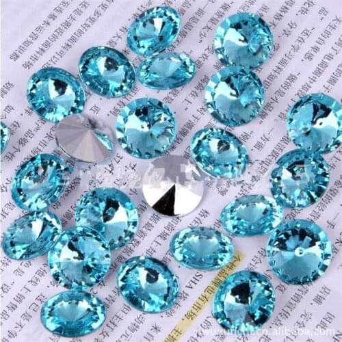 6MM-30MM DIY Bling Aqua Blue Color Satellite Faceted Acrylic Rhinestones Pointback Acrylic Stone Hand Craft Art Decoration