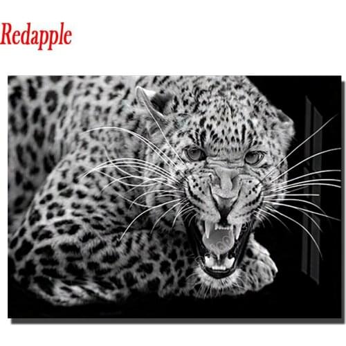 Diamond Embroidery black white leopard pattern Cross Stitch Diamond Mosaic Full Square Beaded Embroidery Rhinestones Handicraft