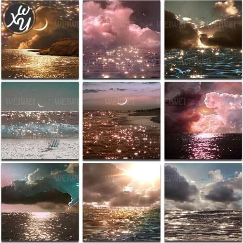 Aurora Waves 5D Diamond Painting Kits for Adults Shining Landscape Cross Stitch Kits Full Round Square Diamonds Embroidery Decor