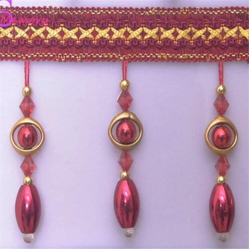 12M Crystal beads Curtain Trim Lace Tassels Europe Curtain Hanging Ball Tie Back Straps Holders Accessories Home Decoration