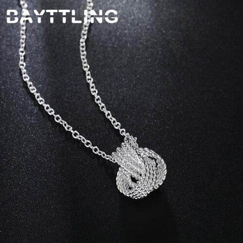 BAYTTLING 925 Sterling Silver 18 Inch Link Chain Knotted Woven Tennis Necklace For Woman Fashion Luxury Party Jewelry Gift
