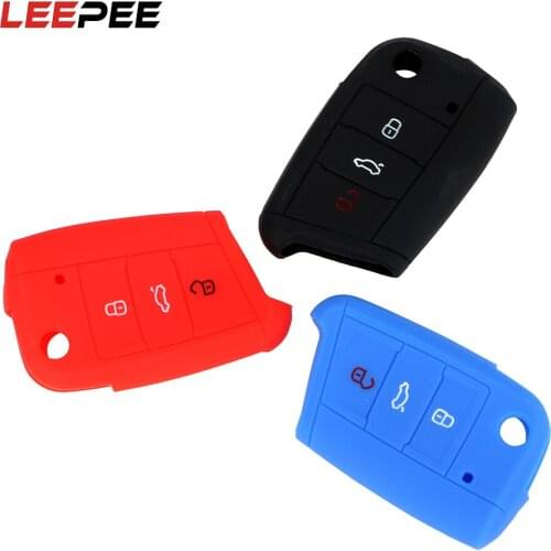 LEEPEE Car Remote Flip Key Shell Fob 3 Buttons Folding Key Case For VW Jetta Golf Passat Beetle Polo Bora Interior Accessories