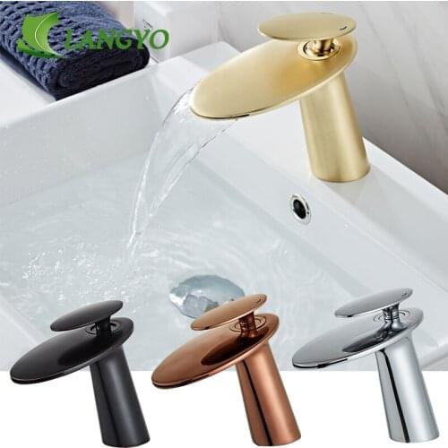 Langyo Basin Faucet Black Bathroom Sink Mixer Tap Brass Chrome Wash basin Tapware Single Handle Rose Gold Crane For Bathroom