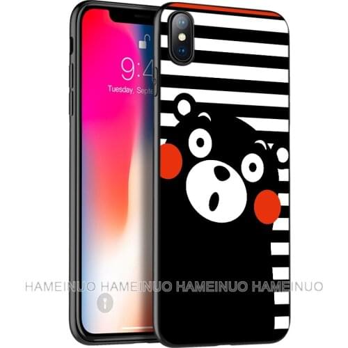 Black tpu case for iphone 5 5s SE 2020 6 6s 7 8 plus X 10 XR XS 11 pro MAX silicon cover Japan Kawaii Kumamon Bear