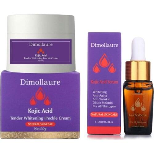 Dimollaure Kojic acid Whitening Cream Lightening Blemish serum Remove Freckle melasma pigment Melanin sunburn Acne scar darkSpot