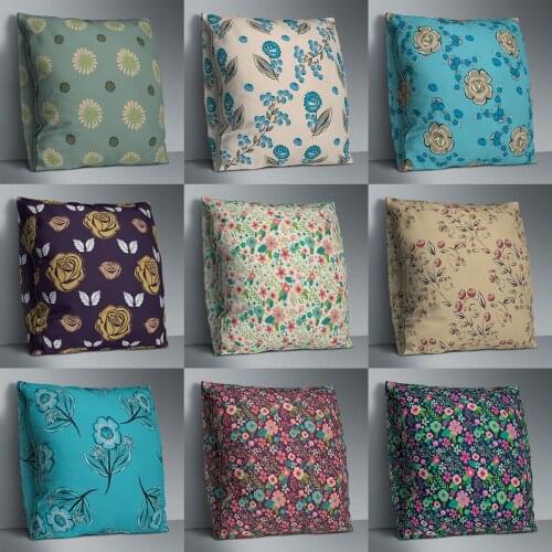 Flower Double Side Print Cushion Cover Polyester Decorative for Sofa Seat Soft Throw Pillow Case Cover 45x45cm Home Decor