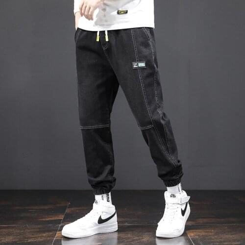 Mens Jeans Streetwear Skateboard Pants Harajuku Casual Pants Patchwork Denim Trousers Hip Hop Mens Clothing Boyfriend Jeans