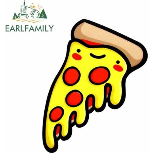EARLFAMILY 13cm x 10.2cm for Pizza Cartoon Car Stickers Vinyl JDM Bumper Trunk Truck Graphics Windshield Bumper Windows Decal
