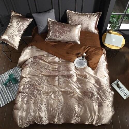 2020 Noble satin silk 4 Pcs bedding set,Home Textile King size bed set,bedclothes,duvet cover flat sheet pillowcases Wholesale