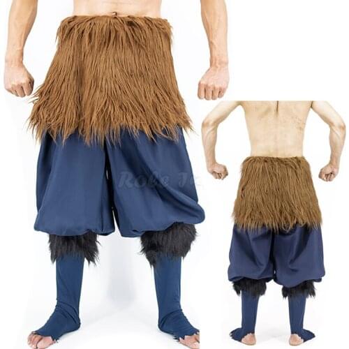 Anime Demon Slayer Hashibira Inosuke Cosplay Costume For Men Pant Headgear Halloween Dress Up C77M196