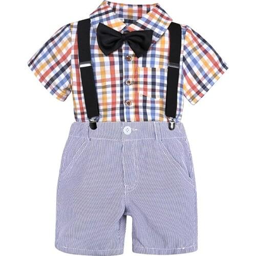 Toddler Boys Clothes 2020 Summer Gentleman Tie Shirt+Shorts 2pcs Sports Suits Costume For Boys Kids Clothes Set Children Clothes
