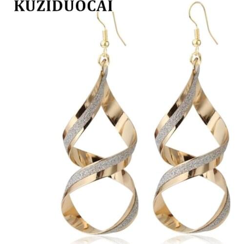 Kuziduocai New Fashion Hiphop/Rock Jewelry Bohe Scrub Distorted Spiral Shape Big Stud Earrings For Women Statement Brincos E-568