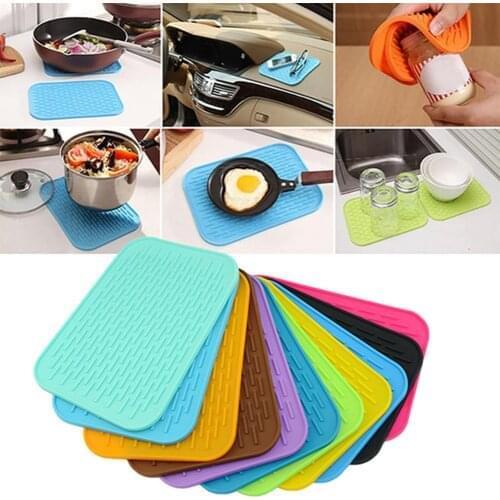 Hot ! Kitchen Silicone Heat Resistant Table Mat Non-slip Pot Pan Holder Pad Cushion Protect Table Tool Heat Resistant Table
