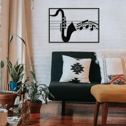 MIGNATIS Metal Wall Decor - for Saxophone and Sheet Music Design in FrameKitchen Wall Decor, Office, Living Room