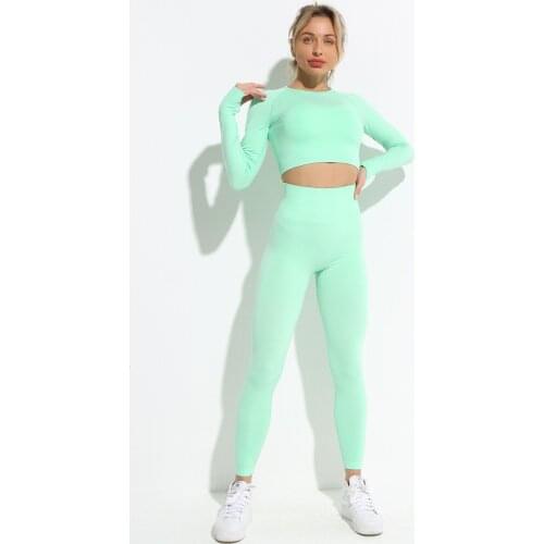 MINDYGOO High Quality Custom Logo Factory Seamless Pleated Yoga Suit Two Piece Women Outdoor