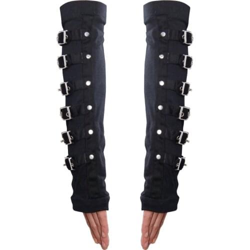Devil Fashion Punk Winter Arm Warmers Fingerless Gloves Black Gothic Unisex Arm Gloves Arm Protection With Metal Button