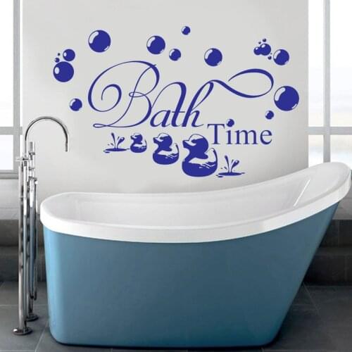 Bathroom wall decal Bath Time Wall Art Quotes waterproof Vinyl Wall Stickers Duck Bubble Lettering DIY Kids bathroom Decals G770