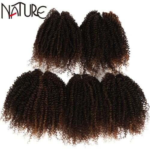 Nature Short African Hair Synthetic Weave Afro Kinky Curly Hair Bundles Black Blonde 8 inch 5 Pcs Hair Extensions Free Shipping