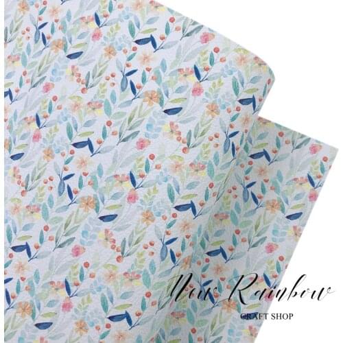 New Rainbow 30x138cm/roll Spearmint Leaves PU Printed Litchi Faux Leather Nice for Bows, Earrings, Purse, Handmade Crafts