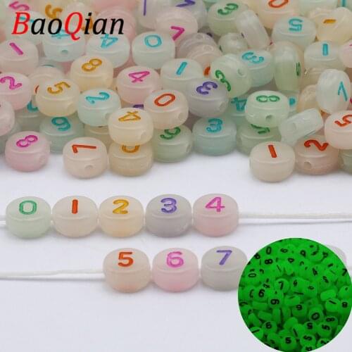 Transparent Luminous Acrylic Colorful Numbers Letter Beads For Bracelet Necklace Jewelry Making DIY Pacifier chain