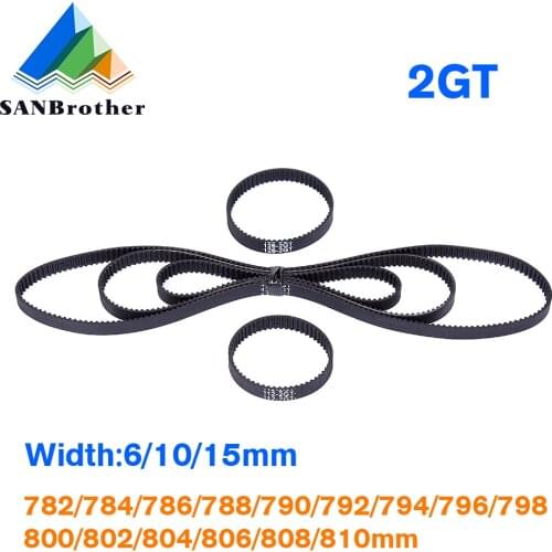 3D Printer Belt Closed Loop Rubber GT2 Timing Belt 2GT-6 810 800 782 784 786 790 798 802 804 806 808 792 794mm Width 6/10/15mm