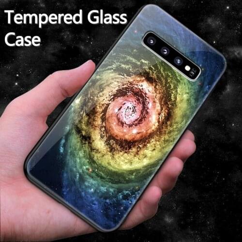 Luxury Starry Sky Tempered Glass Phone Case For Samsung Galaxy S20 S10 E 5G S9 S8 Note 20 10 9 8 Plus Painted Protection Cover