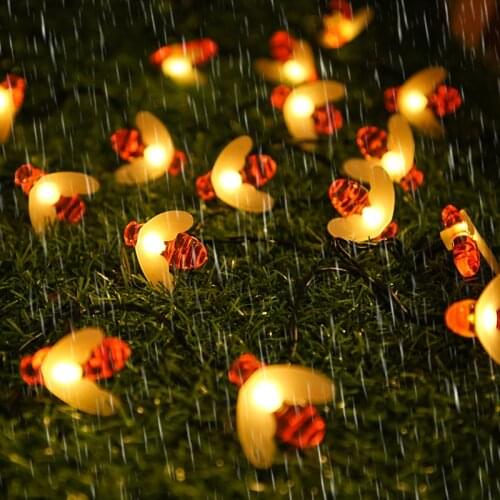 7M/6.5M/5M LED Outdoor Solar Bee String Light Garden Decoration IP65 Waterproof Fairy Light Outdoor Garland Solar Patio Light