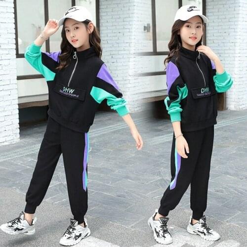 Girls spring suits 2021 new big childrens clothes spring and autumn health clothes childrens sports suits