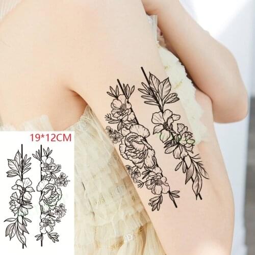 Waterproof Temporary Tattoo Stickers Rose Flower Plant Fake Tatto Flash Tatoo Body Art for Women Men
