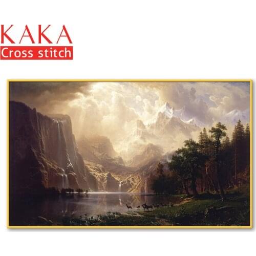 Cross stitch kits,Embroidery needlework sets with printed pattern,11CT-canvas for Home Decor Painting,Landscape Full NCKS119
