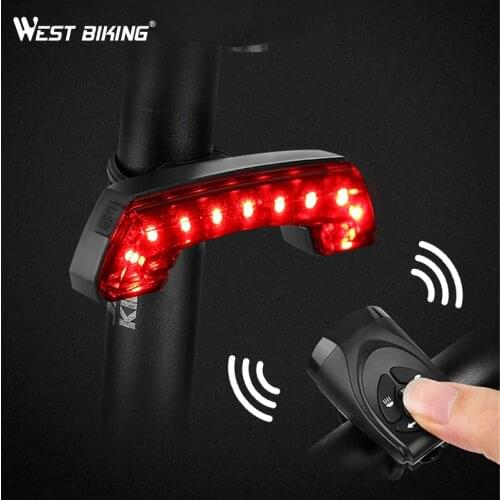 WEST BIKING Bike Tail Light Turn Signal Warning Cycling Rear Lights Smart Wireless Remote Control Horn Light MTB Bicycle Light