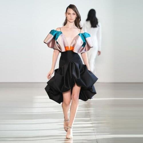 Only Sell Black Skirt High Low Jupe Mermaid Skirt Satin Women Skirts Inside mujer faldasWomen Formal Party Wear faldas