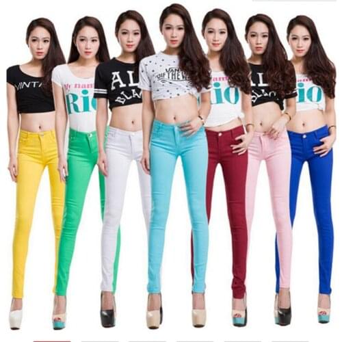 FSDKFAA Women Plus Size Slim Stretch Leggings Pencil Pants Candy Color Fitness Skinny Jeans Trousers Small-leg Stacked Pants 7XL