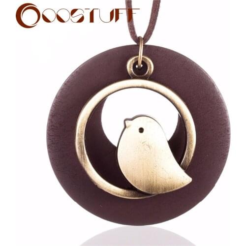 Wooden Jewelry Long Necklace for Women Bird Pendant Chokers Rope Chain necklaces & pendants Statement Jewellery Suspension 2021