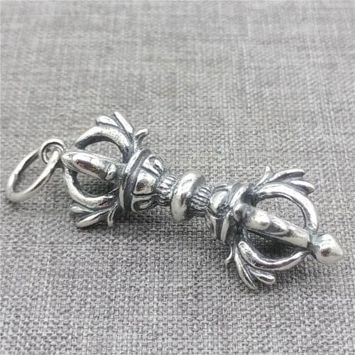 Sterling Silver Double Dorje Pendant for Buddhism Necklace