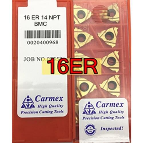 16ER 8NPT 16ER 11.5NPT 16ER 14NPT 16ER 18NPT 16ER 27NPT BMC Carmex External Threaded carbide inserts Processing: alloy steel, et