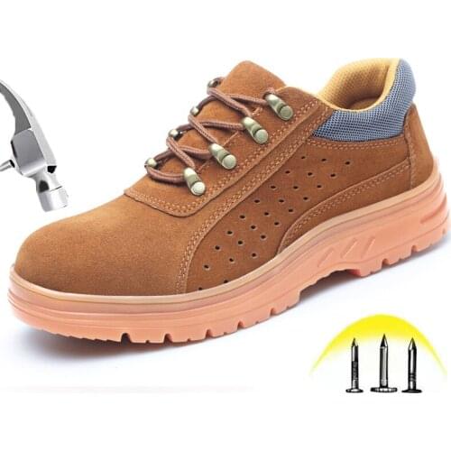 2019 Indestructible Safety Boots Male Puncture Proof Steel Toe Breathable Suede Welding Work Shoes For Men Casual Sneakers