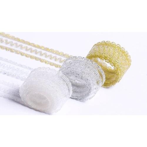 5 yards Glitter Line Hollow Snow Gauze Organza Ribbon DIY Bow Hair Accessories Bouquet Gift Packaging Clothing Sewing Material
