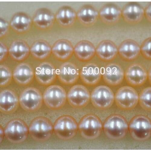 AA+ Wholesale 7.5-8.5mm near round natural pink freshwater pearl strand
