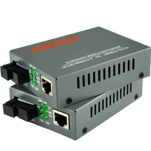 1 Pair HTB-GS-03 A/B Gigabit Fiber Optical Media Converter 1000Mbps Single Mode Single Fiber SC Port 20KM External Power Supply
