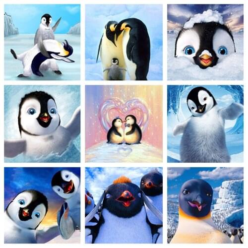 Diamond Art Painting Penguin DIY 5D Full Drill Square/Round Mosaic Embroidery Home Decor Rhinestone Cartoon Cross Stitch Mural