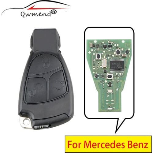QWMEND 2 3 Button 433Mhz Car Remote Key for Mercedes Benz B C E ML S CLK CL Complete Control Key for Auto Two CR2025 Battery
