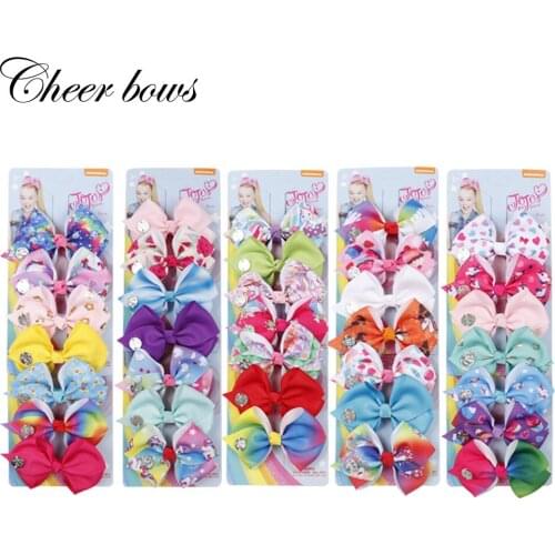 1 set 7pcs 3.5" Colorful Solid Print Christmas Bows With Alligator Clips For Kids Girls Hair Accessories Hairpins