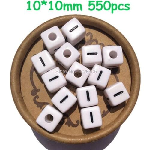 10mm 550pcs Letter I Alphabet Beads Cube Beads Letter Supplies Making Jewelry White and Black Letter Beads