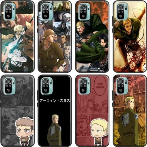 Smith Erwin Attack on Titan Case For Xiaomi Redmi Note 10 Pro 8 7 K40 8T 9S 9C 9A 8A 7A 9T Note 9 8 Pro Phone Cover