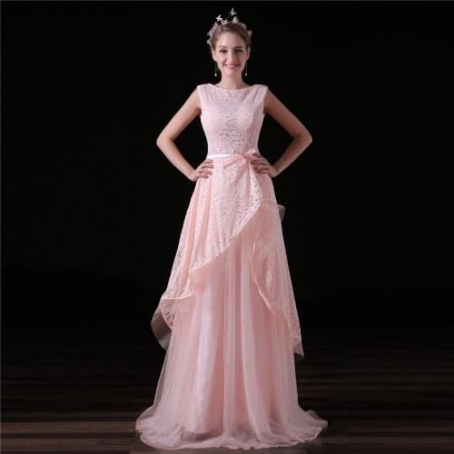 JaneVini Pink Long Bridesmaid Dresses 2018 Lace See Through Bodice Wedding Party Dress Plus Size Tulle Sleeveless Prom Dress New