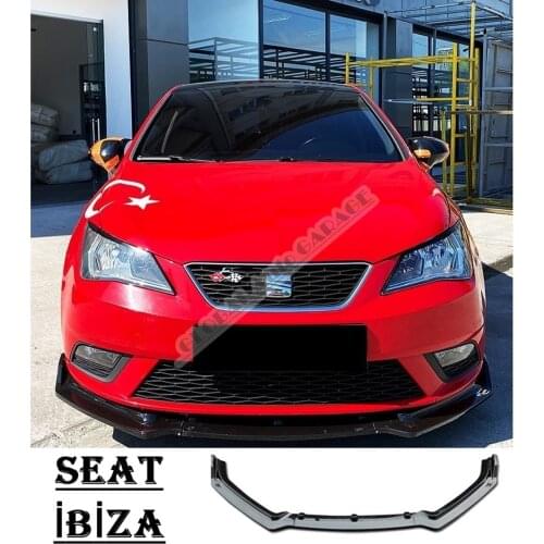 For Seat Ibiza Front Bumper Attachment Lip 2008-2017 Piano Glossy Black Splitter Diffuser Universal Spoiler Bumper Mud Flaps