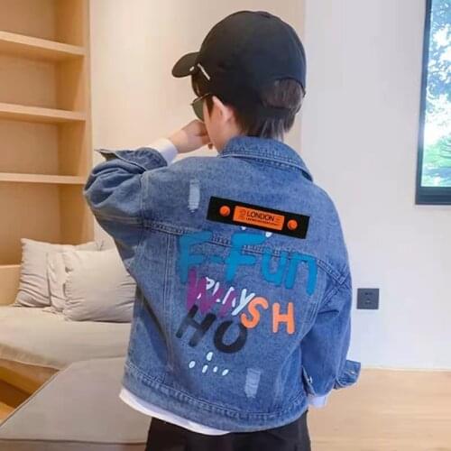 Boys' Jackets, Childrens Spring And Autumn New Denim Jackets, Childrens Outer Jackets, Big Childrens Foreign Style Jackets