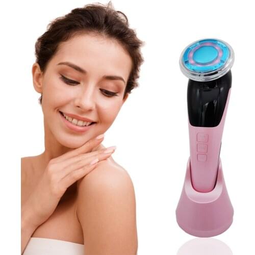 EMS Lift Face Vibration Massage Thermal Beauty Device Cold Compress Shrink Pore Red Light Skin Rejuvenation Blue Light Acne Care